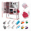 Keezi 102cm Wooden Pretend Kitchen Playset With Apron And Food Set1 Pink