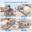 Keezi Kids 2-in-1 Fold Out Sofa Bed with Removable Washable Cover, Carry Handle, Storage Pocket, Glow in the Dark, Grey
