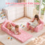 Keezi Kids 2-in-1 Fold Out Sofa Bed with Removable Washable Cover, Carry Handle, Storage Pocket, Glow in the Dark, Pink
