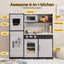 Keezi Kids Play Kitchen Pretend Toy Kitchen With Wooden Play Food Set