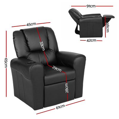 Keezi Kids Recliner Chair PU Leather Sofa Lounge Couch Children Armchair