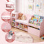Keezi Kids Storage Unit Bookshelf Toy Box Organiser Bench Seat Cabinet 170cm Pink