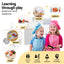 Keezi Kids Wooden Kitchen Playset 2-piece Pretend Toy Kitchen 29pc Food Set