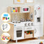 Keezi Kids Wooden Pretend Kitchen Playset with 29pc Cutting Food Set