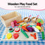 Keezi Wooden Kids Pretend Kitchen Playset with 29pc Food Set Pink White