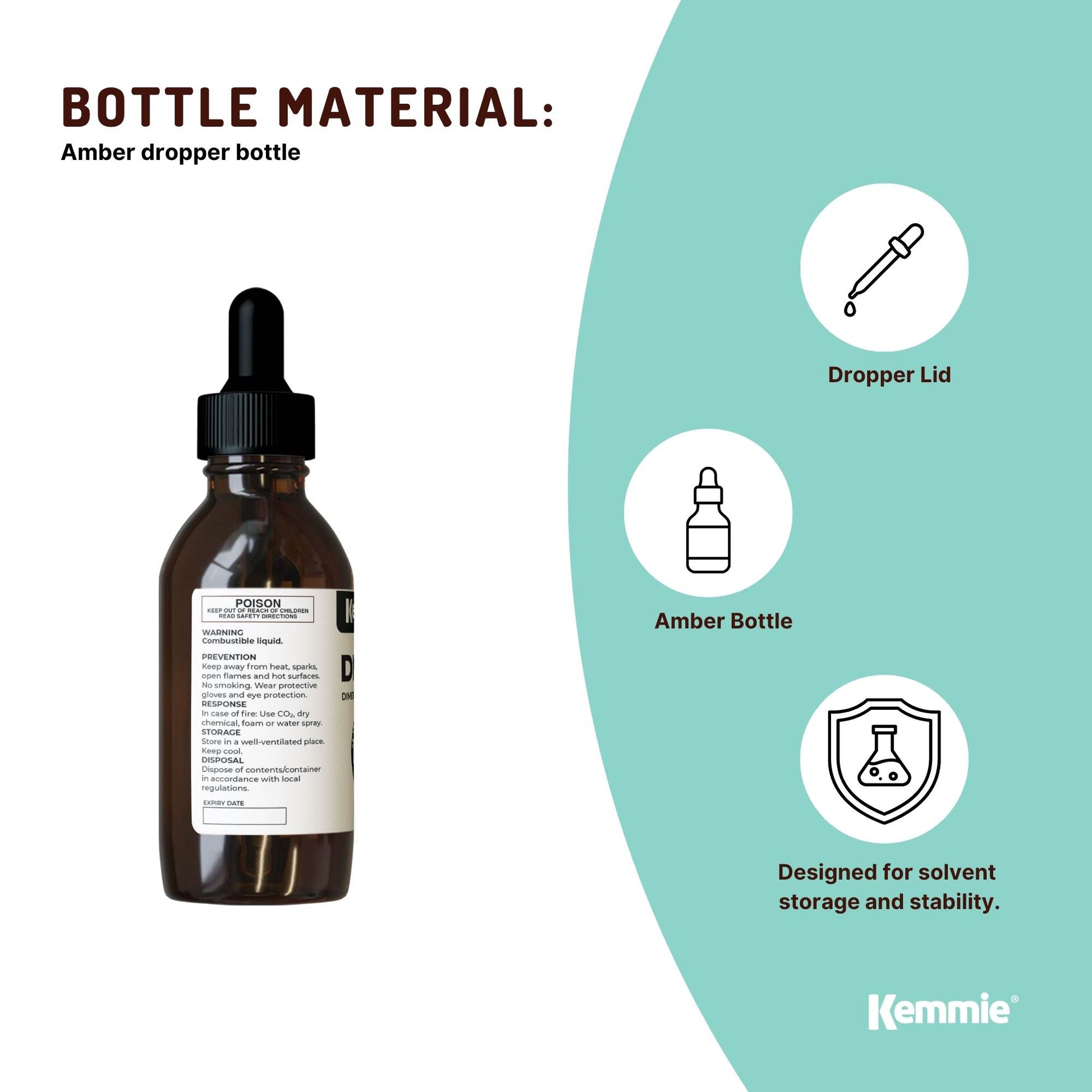 Kemmie 100ml DMSO Liquid 99.9% - Pure USP Grade Dimethyl Sulfoxide Dropper