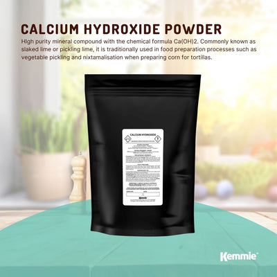 Kemmie 2Kg Calcium Hydroxide Powder - Food Grade Pickling Lime Slaked Lime FCC