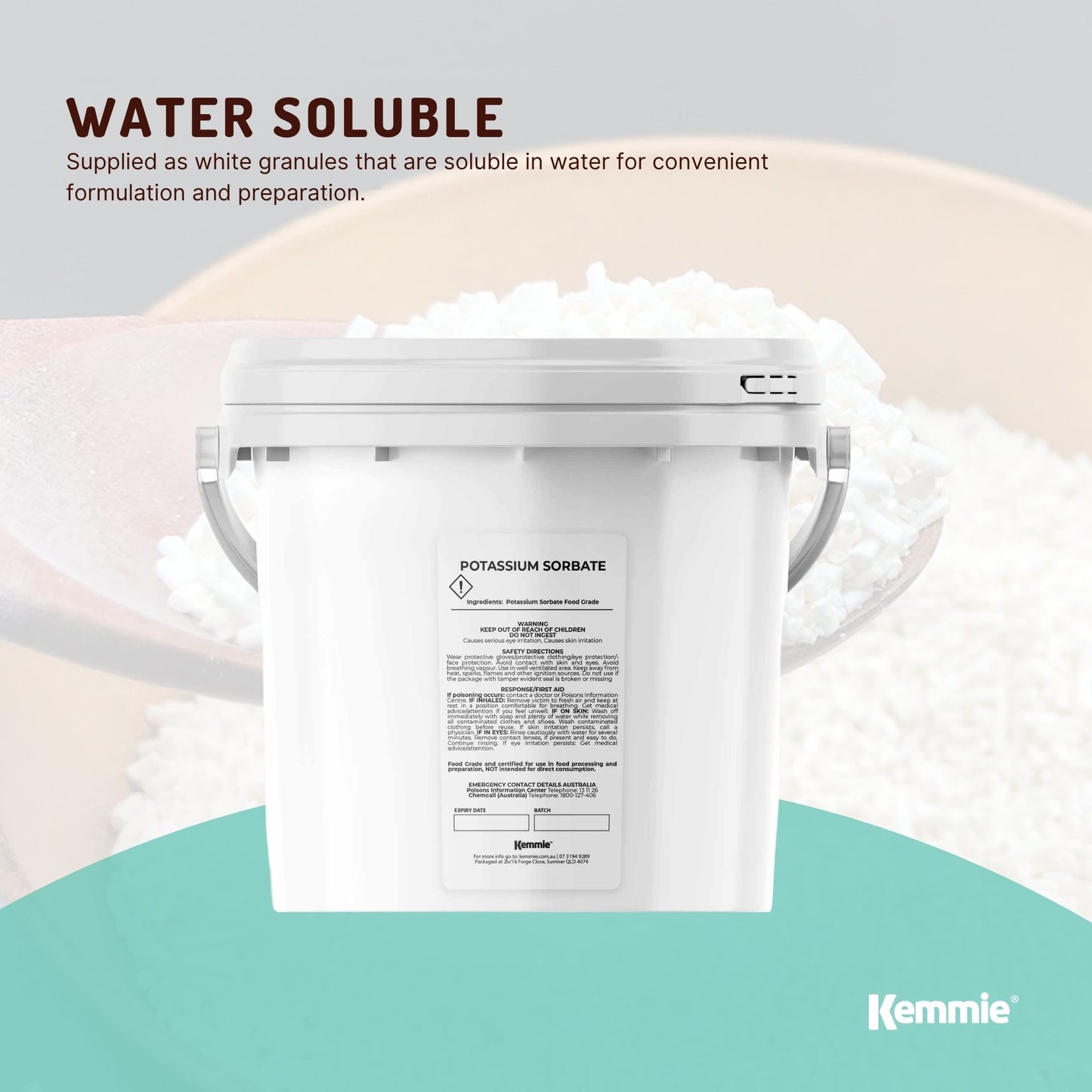 Kemmie 2Kg Potassium Sorbate Granules E202 Preservative Cosmetic Brewing Tub