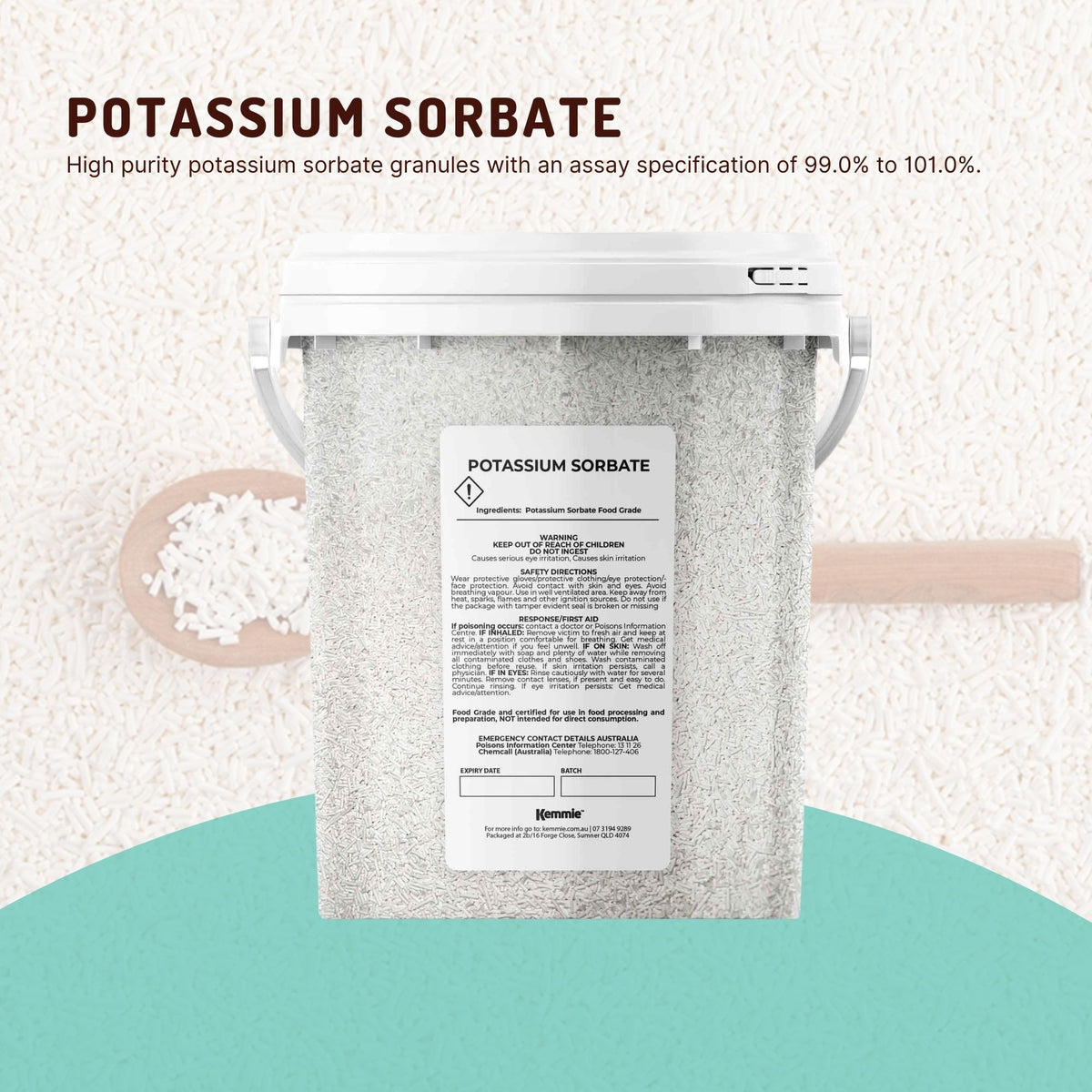 Kemmie 500g Potassium Sorbate Granules E202 Preservative Cosmetic Brewing Tub