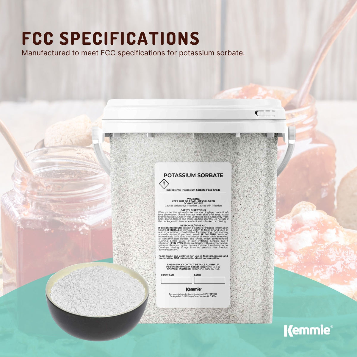 Kemmie 500g Potassium Sorbate Granules E202 Preservative Cosmetic Brewing Tub