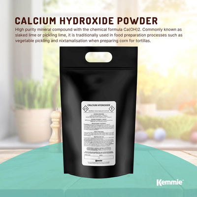 Kemmie 5Kg Calcium Hydroxide Powder - Food Grade Pickling Lime Slaked Lime FCC