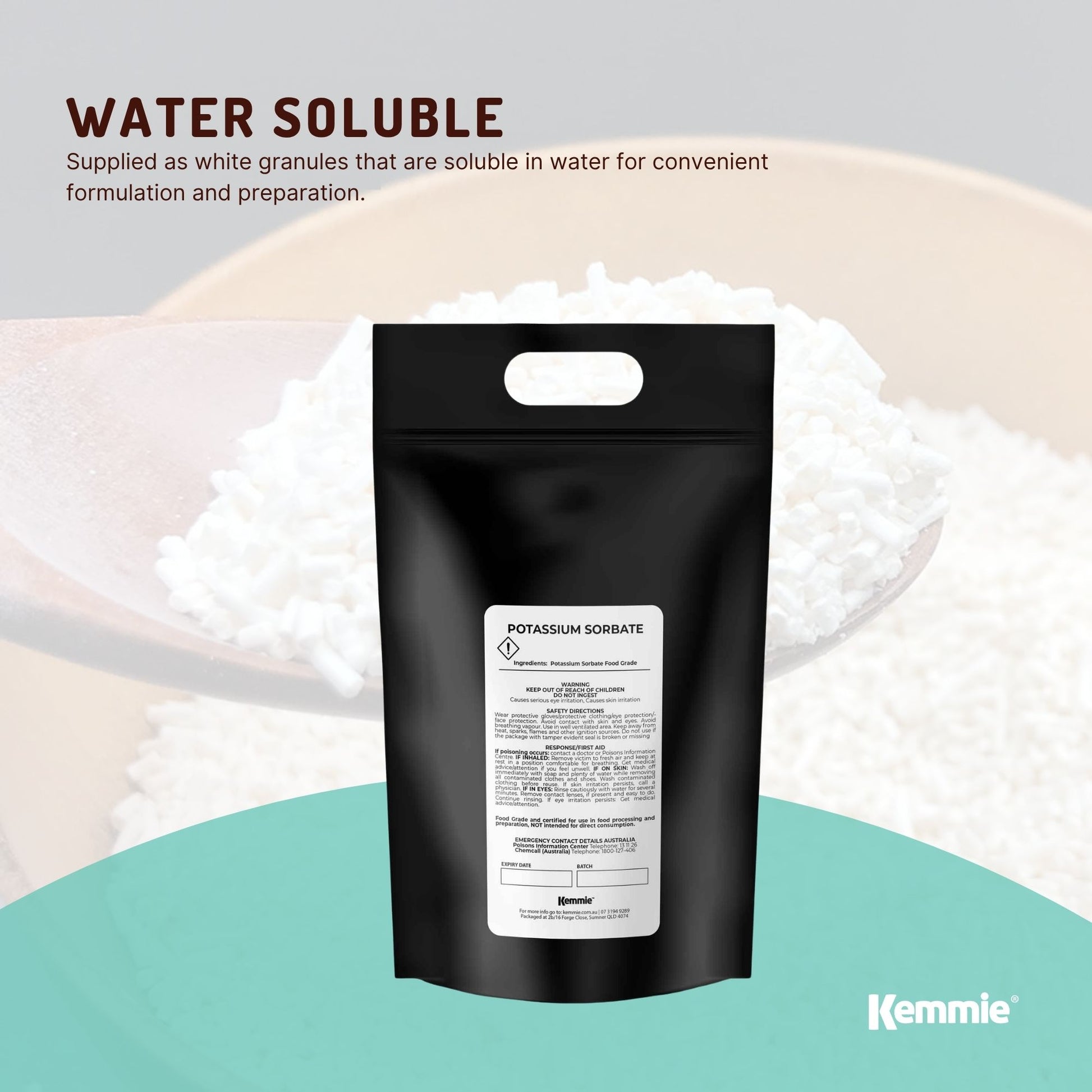 Kemmie 10Kg Potassium Sorbate Granules E202 Preservative Cosmetic Brewing