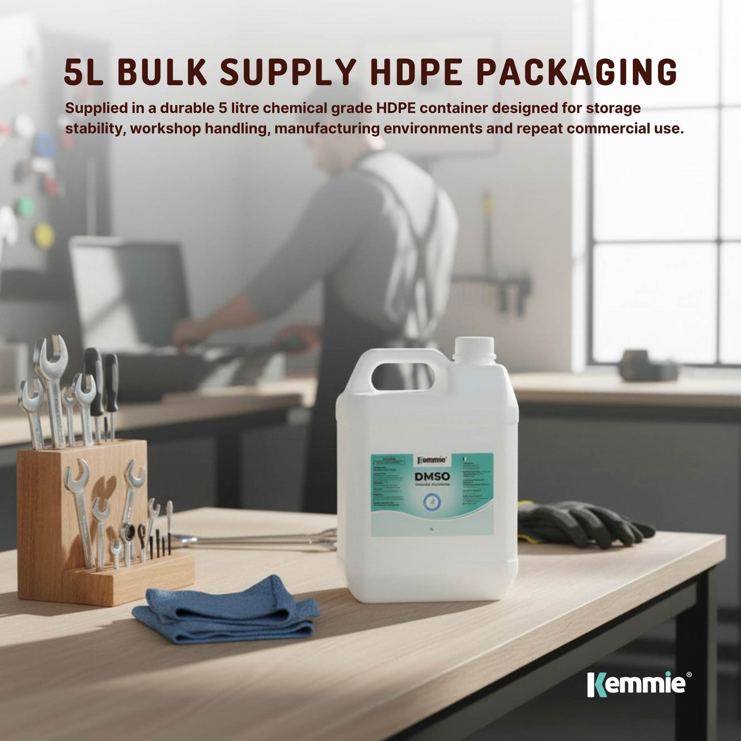 Kemmie 5L DMSO Liquid 99.9% Pure -  USP Grade Dimethyl Sulfoxide Solvent Bulk
