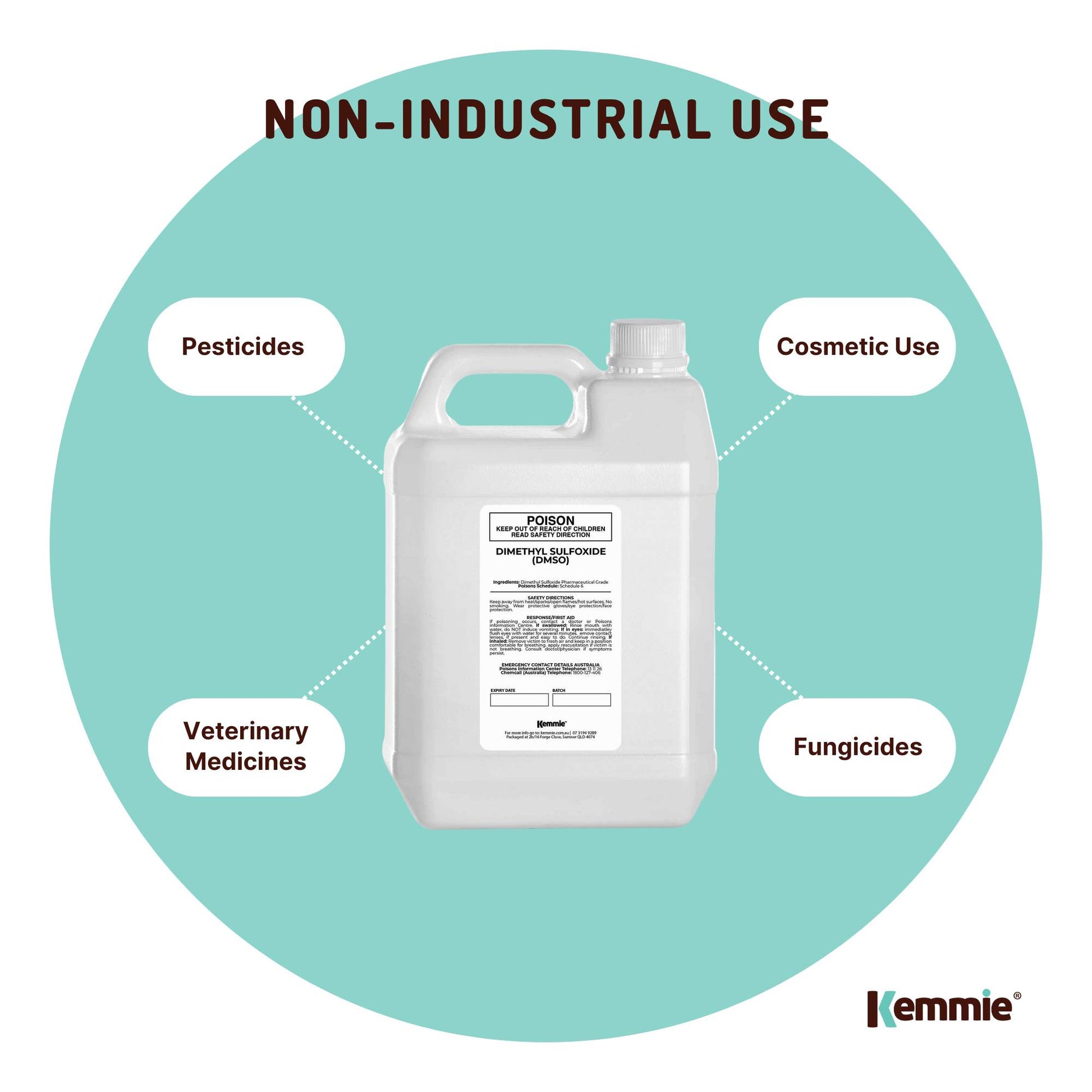 Kemmie 5L DMSO Liquid 99.9% Pure USP Grade Dimethyl Sulfoxide Solvent Bulk