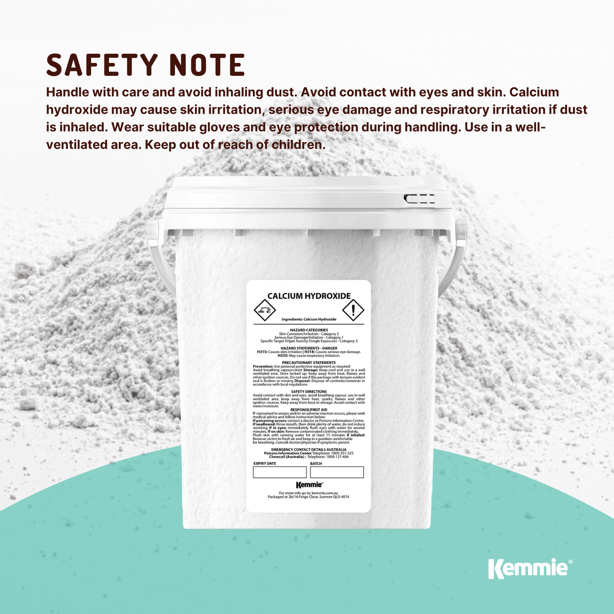 Kemmie 600g Calcium Hydroxide Powder Food Grade FCC Pickling Lime Tub