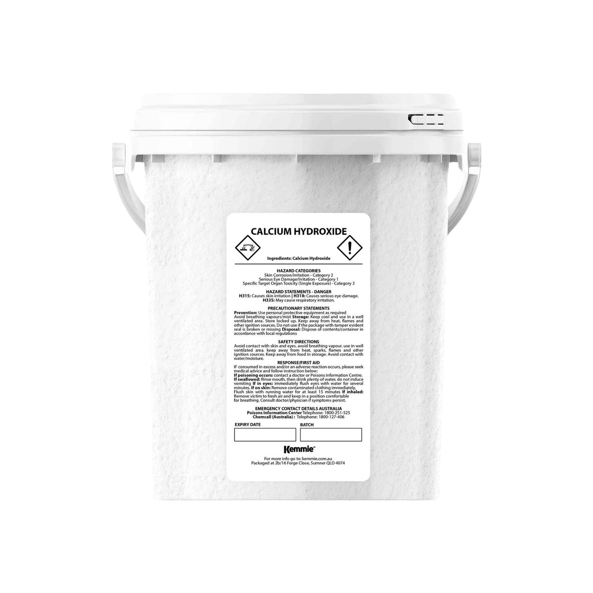 Kemmie 600g Calcium Hydroxide Powder Food Grade FCC Pickling Lime Tub