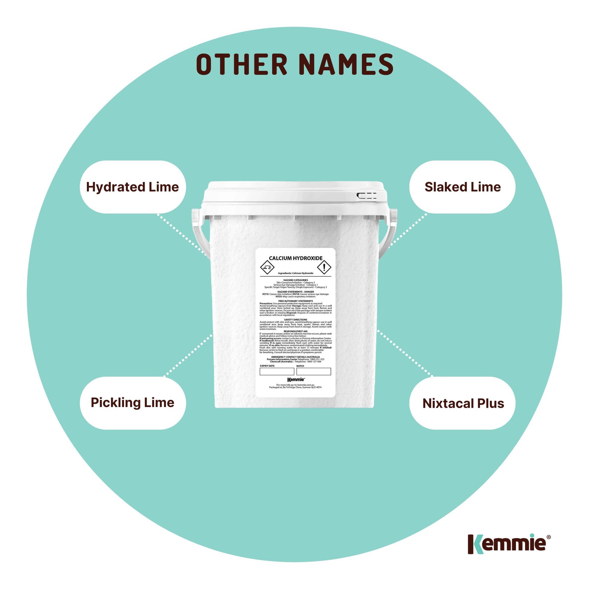 Kemmie 600g Calcium Hydroxide Powder Tub - Food Grade Pickling Lime FCC