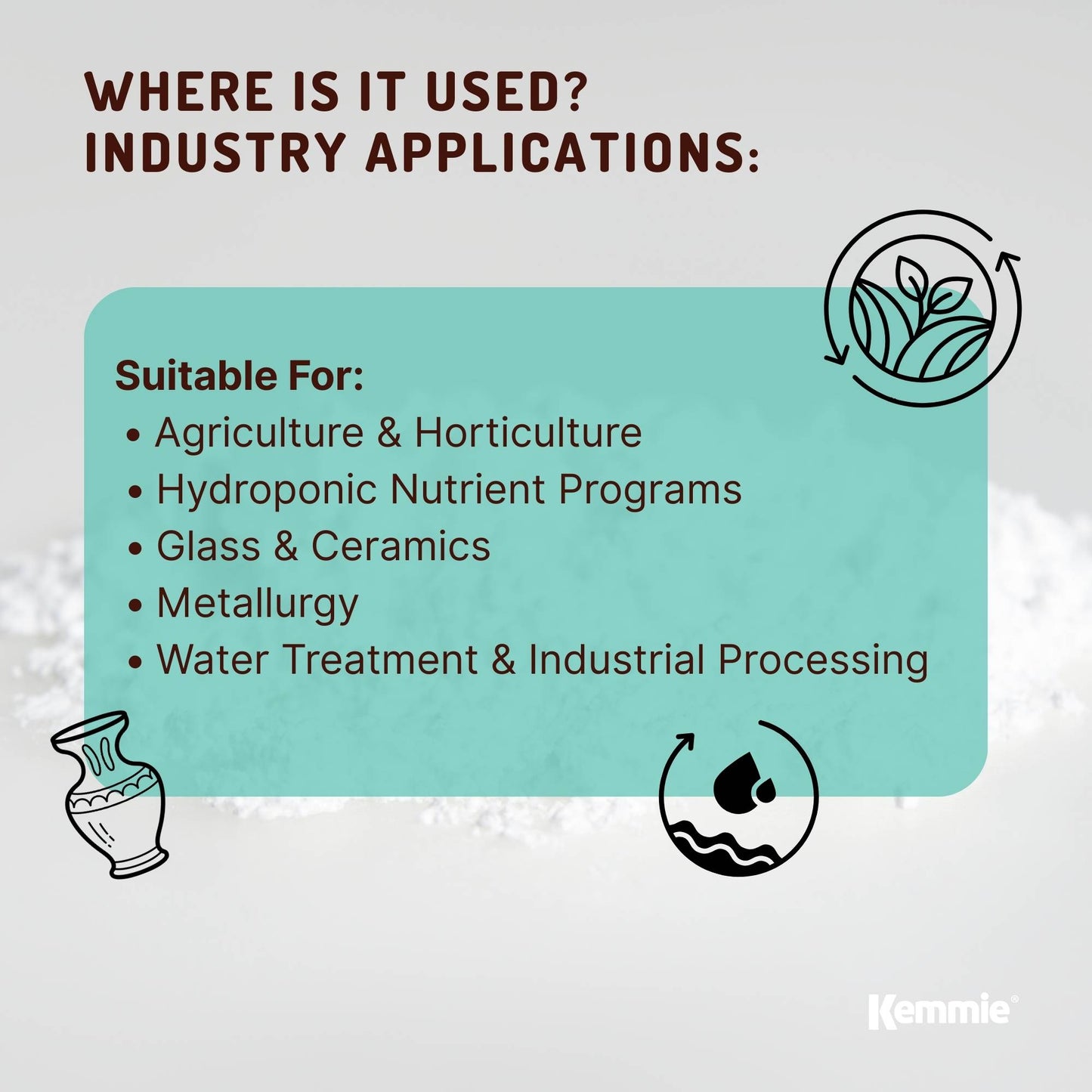 Kemmie Boric Acid Powder 99.9% Pure - Soluble Orthoboric Acid H3BO3