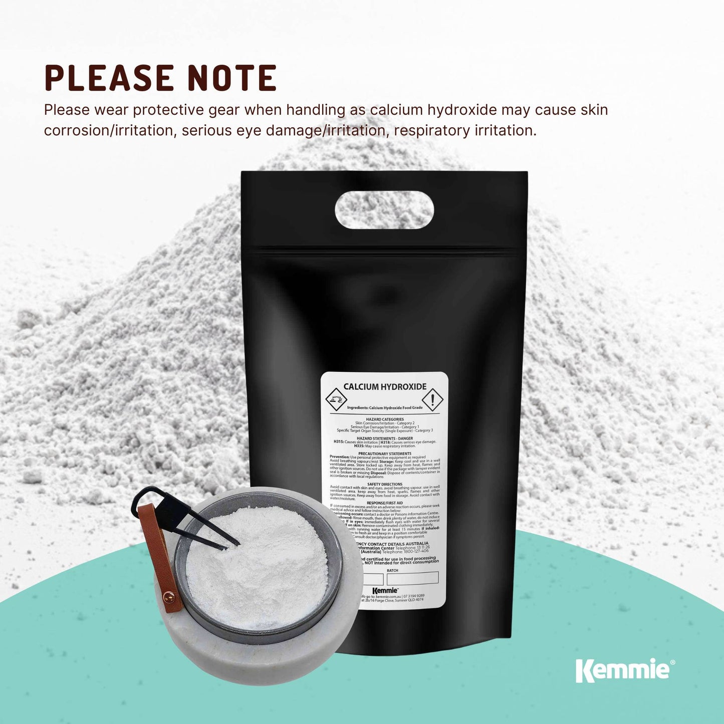 Kemmie Calcium Hydroxide Powder Bags - Food Grade Pickling Lime FCC Bulk