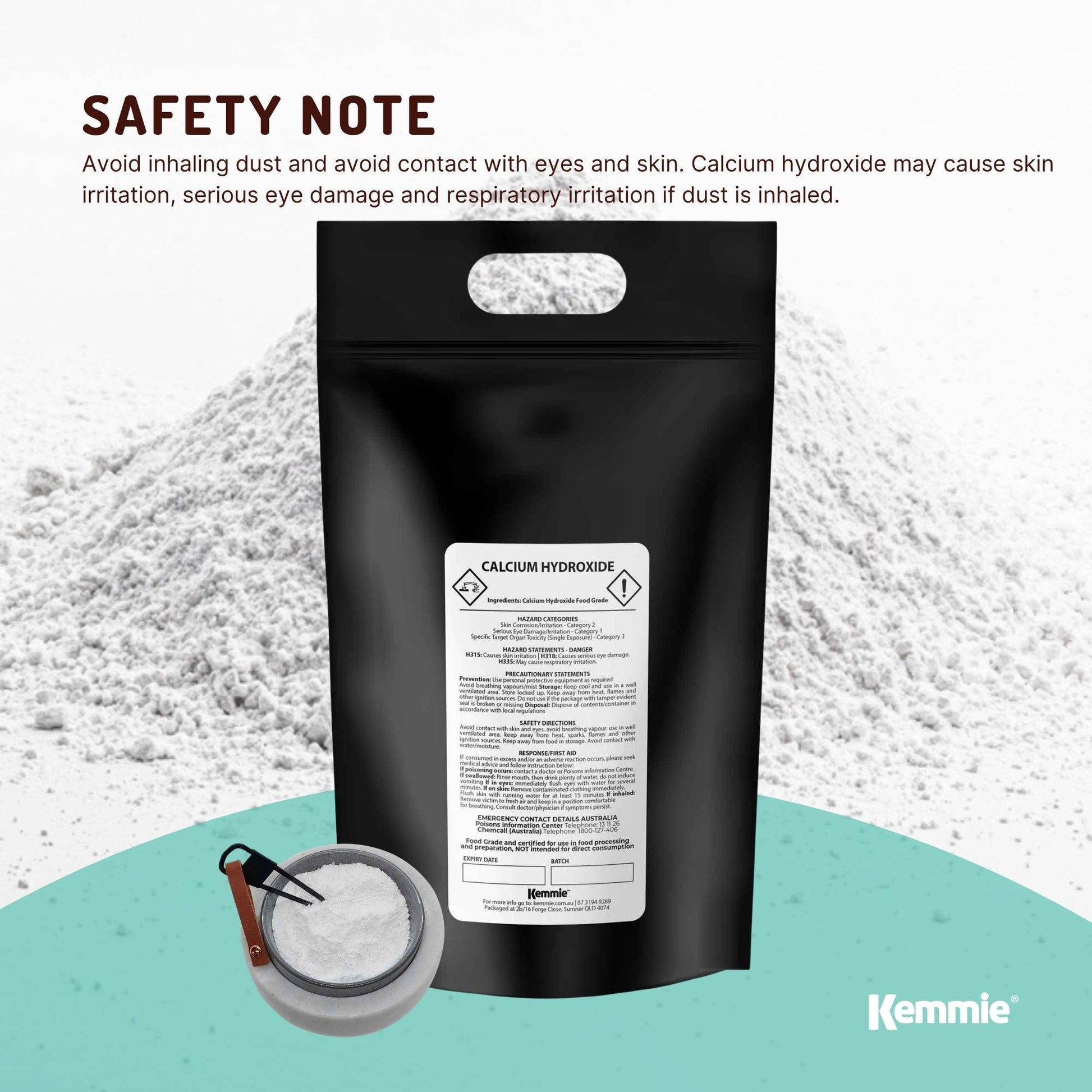 Kemmie Calcium Hydroxide Powder Bags - Food Grade Pickling Lime FCC Bulk