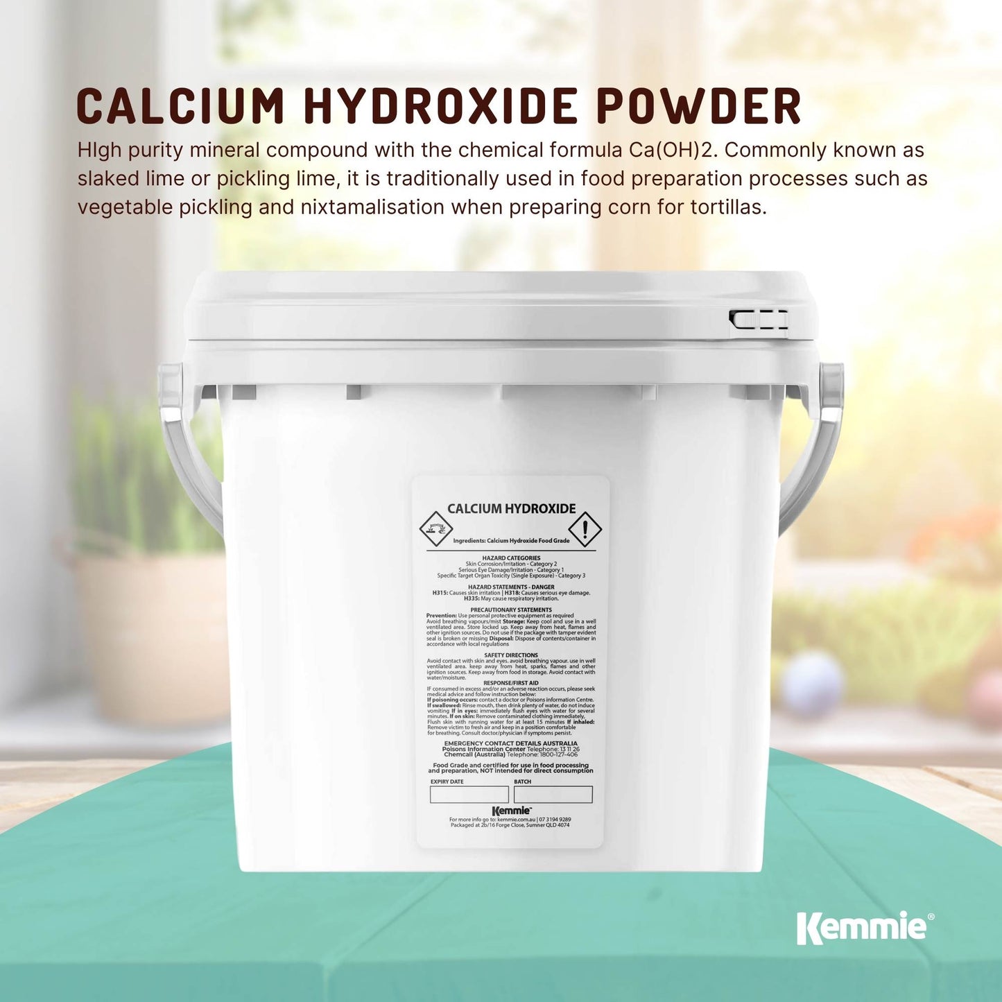 Kemmie Calcium Hydroxide Powder Tubs - Food Grade Pickling Lime FCC Bulk
