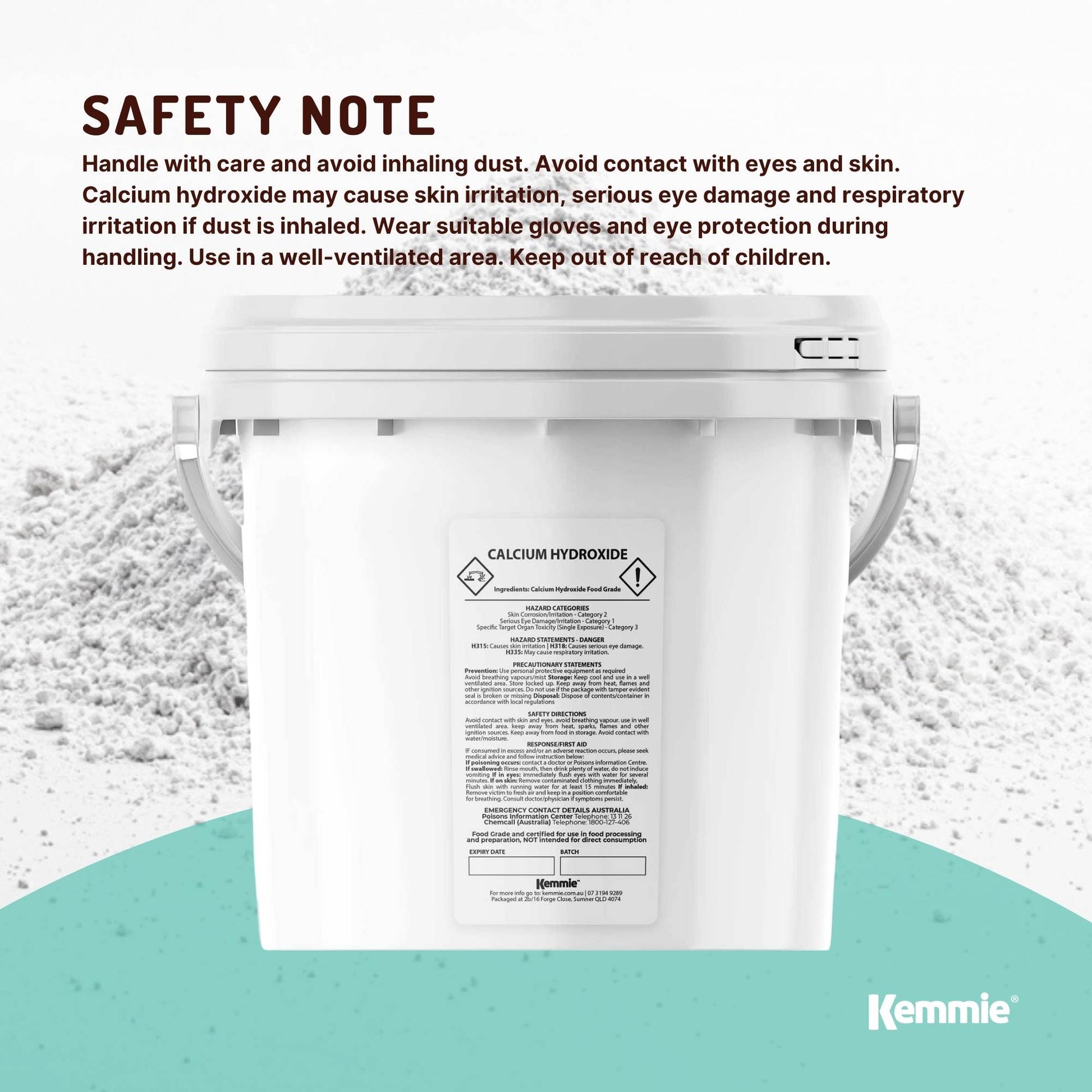 Kemmie Calcium Hydroxide Powder Tubs - Food Grade Pickling Lime FCC Bulk