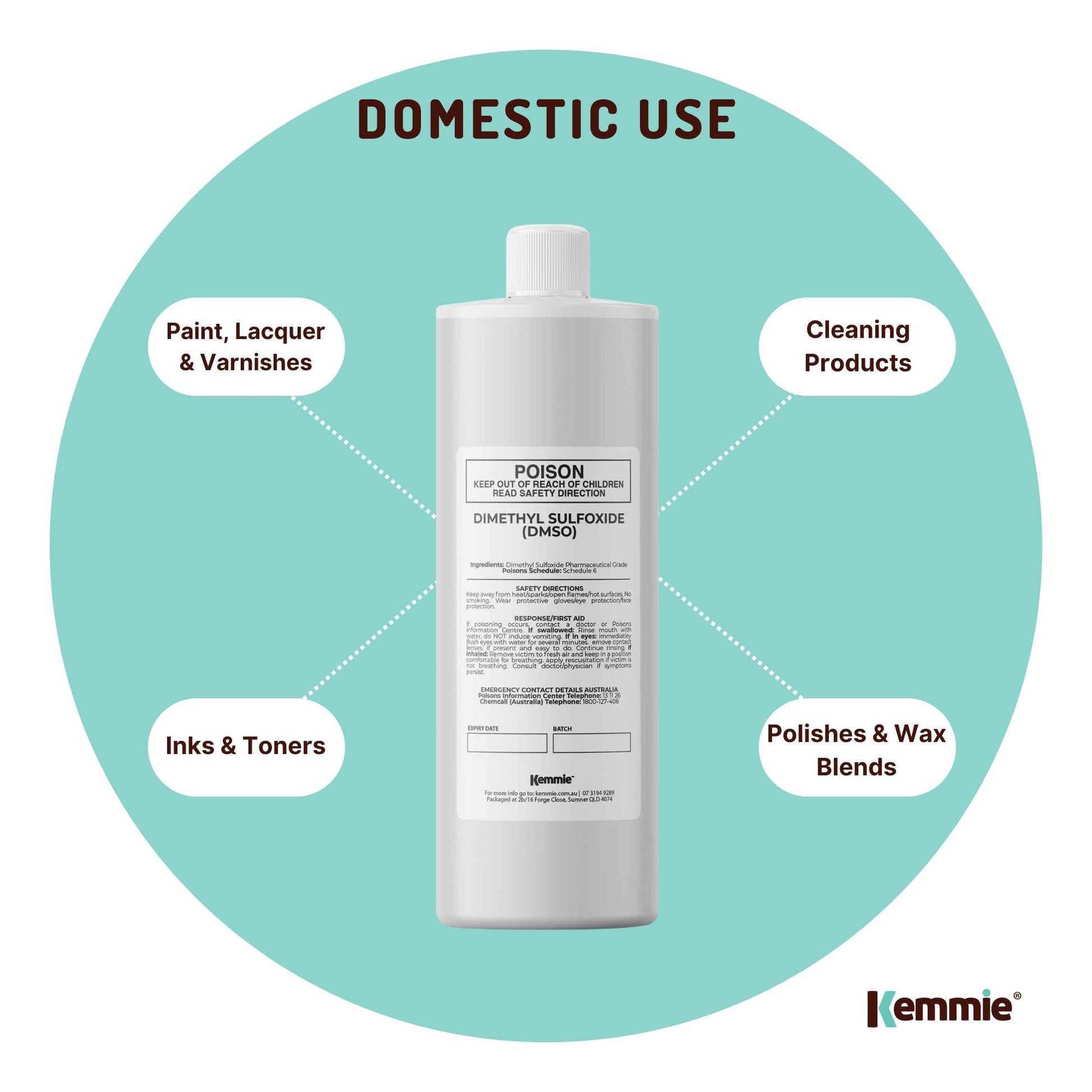 Kemmie DMSO Liquid 99.9% Pure - USP Grade Dimethyl Sulfoxide Solvent