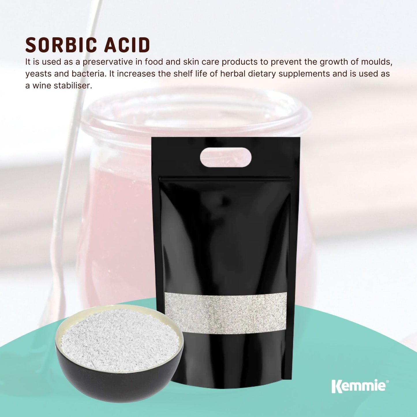 Kemmie Potassium Sorbate Food Grade Granules Preservative E202 Cosmetics Bulk