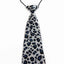 Kids Boys Black & Navy Patterned Elastic Neck Tie - Leopard White