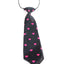 Kids Boys Black & Pink Patterned Elastic Neck Tie - Pink Love Hearts