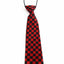 Kids Boys Black & Red Patterned Elastic Neck Tie - Small Checkers