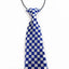 Kids Boys Blue & White Patterned Elastic Neck Tie - Small Checkers