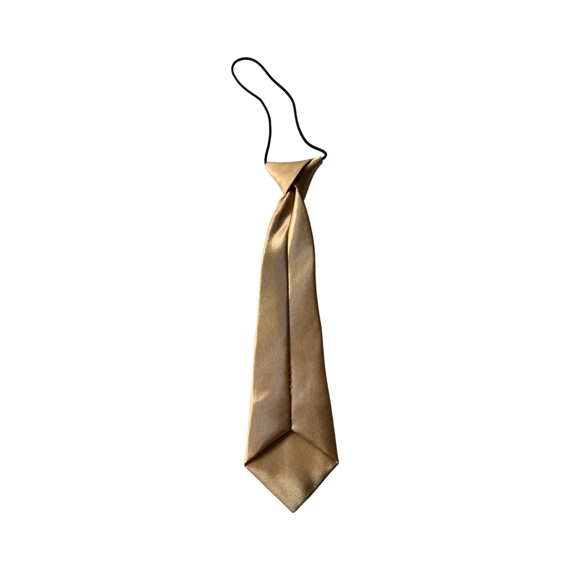Kids Boys Gold Elastic Plain Neck Tie