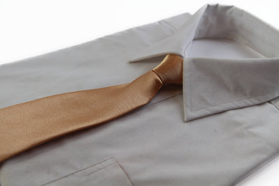 Kids Boys Gold Elastic Plain Neck Tie