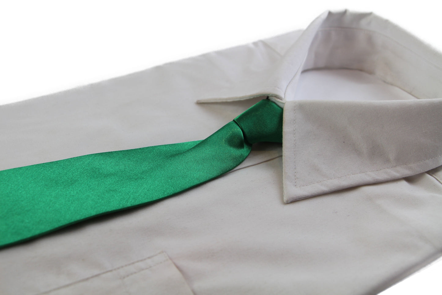 Kids Boys Green Elastic Plain Neck Tie