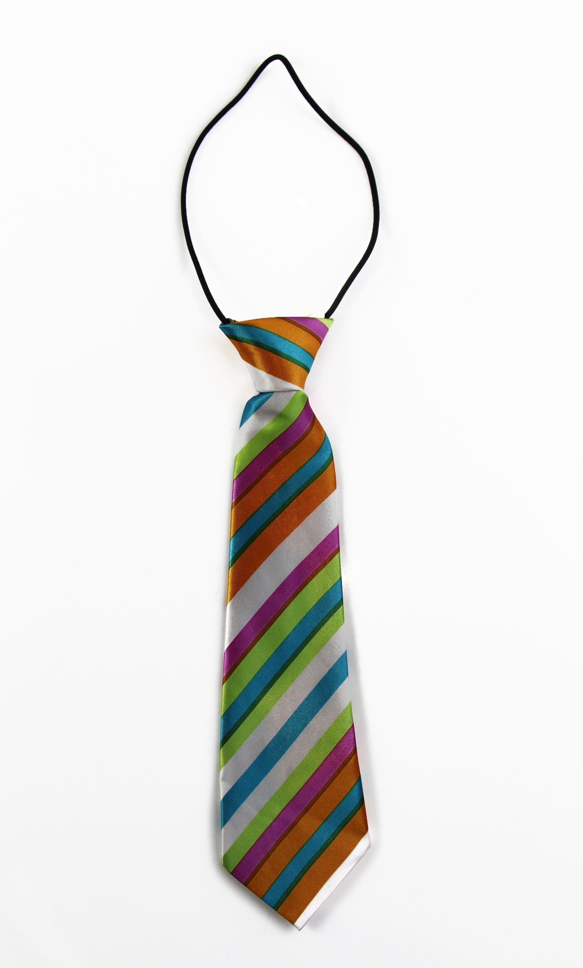 Kids Boys Multicoloured Diagonal Patterned Elastic Neck Tie
