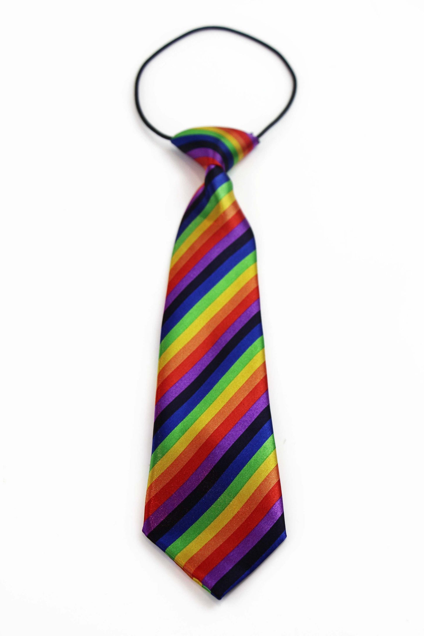 Kids Boys Multicoloured Patterned Elastic Neck Tie - Multicoloured Stripe