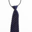 Kids Boys Navy & White Diagonal Patterned Elastic Neck Tie - Orange Black Diamonds