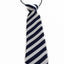 Kids Boys Navy & White Patterned Elastic Neck Tie - Diagonal Stripe