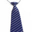 Kids Boys Navy & White Patterned Elastic Neck Tie - Thick Navy Diagonal Stripe