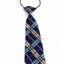 Kids Boys Purple Patterned Elastic Neck Tie - Criss Cross Blue Gold