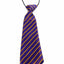Kids Boys Purple & Yellow Patterned Elastic Neck Tie - Purple Yellow Stripe