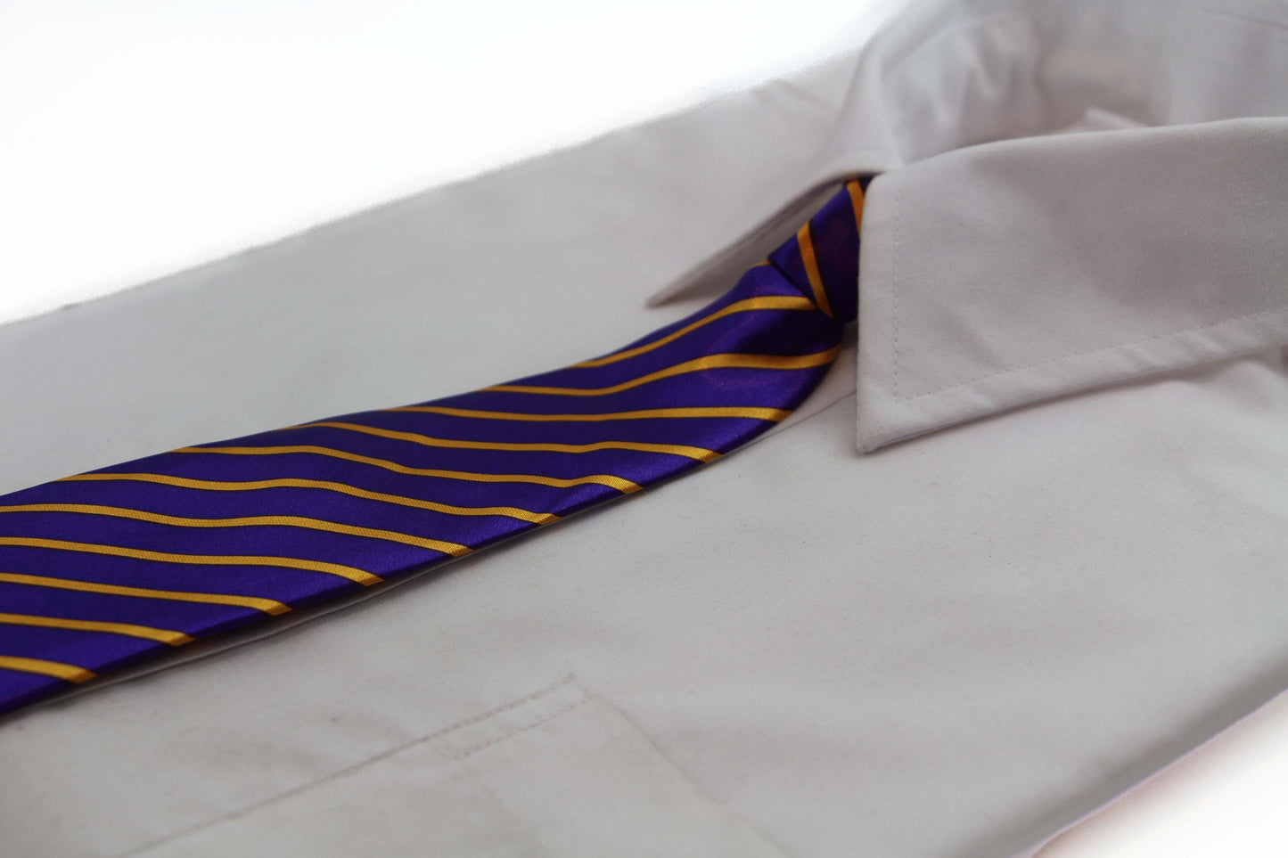 Kids Boys Purple & Yellow Patterned Elastic Neck Tie - Purple Yellow Stripe