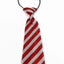 Kids Boys Red & White Patterned Elastic Neck Tie - Diagonal Stripe