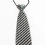 Kids Boys White & Black Patterned Elastic Neck Tie - White Diagonal Stripe