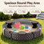 Kids Outdoor Sandpit Toys Sandbox 121cm Round Brown 3 Seats Cover Liner