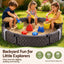 Kids Outdoor Sandpit Toys Sandbox 121cm Round Brown 3 Seats Cover Liner