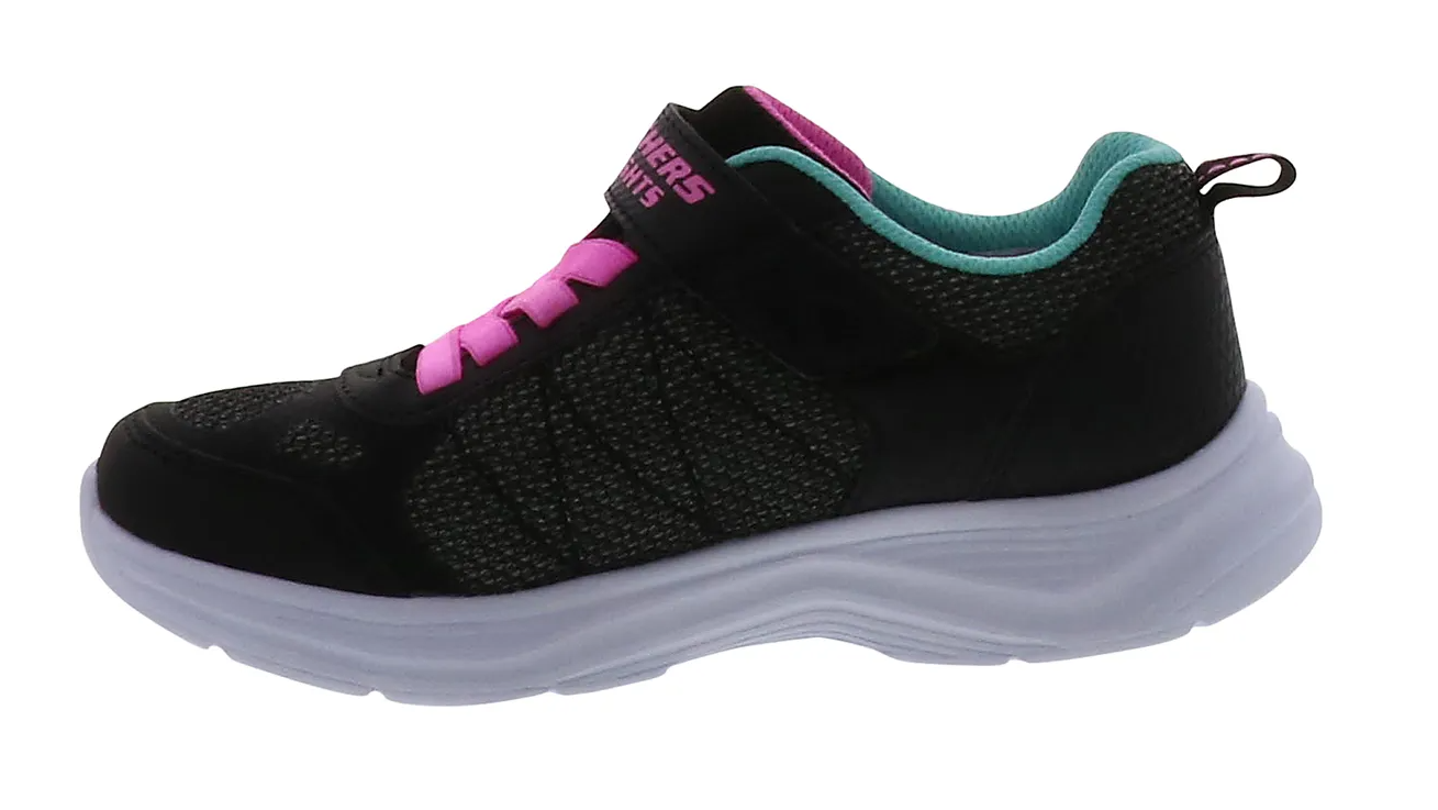Kids Skechers Glimmer Kicks - Fresh Glow Black Comfy Running Shoes