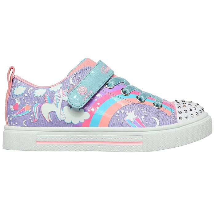 Kids Skechers Twinkle Sparks - Unicorn Charme Lavender/Multi Girls Light Up Trainers