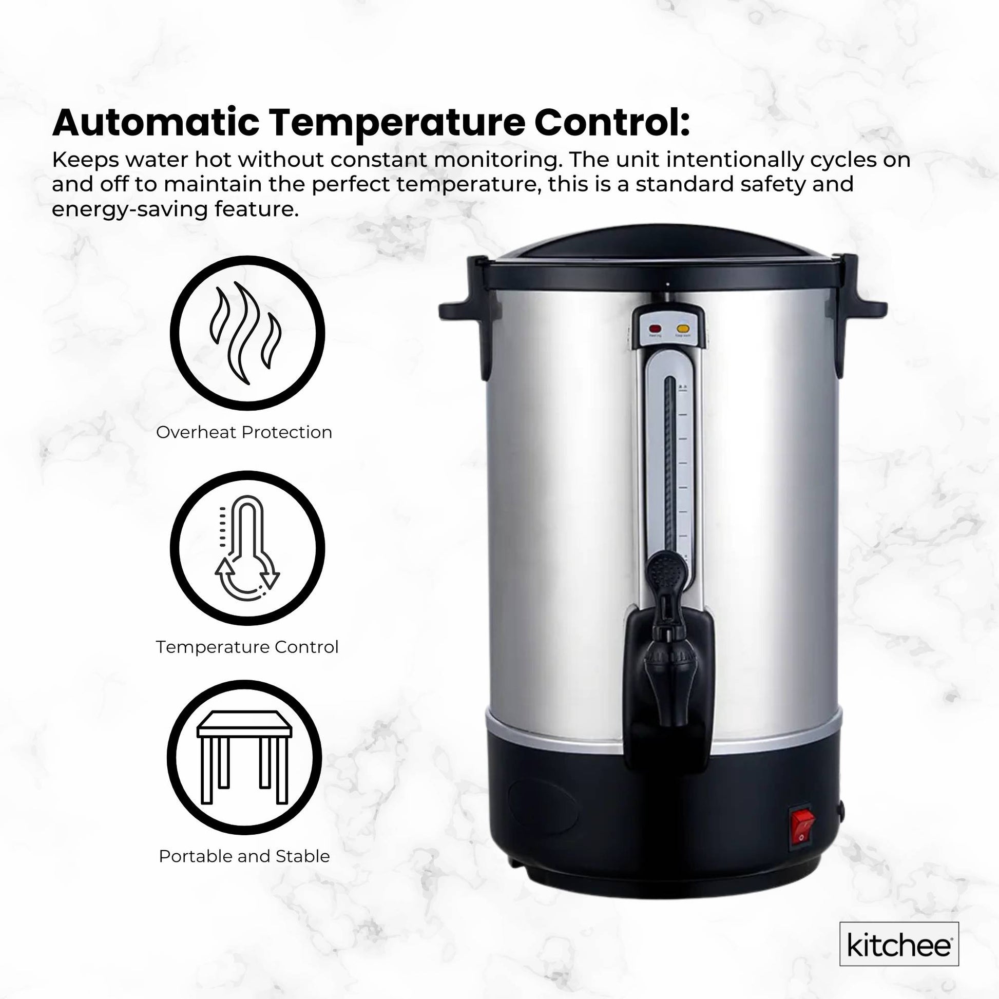 Kitchee 10L Electric Water Boiler Stainless Steel Commercial Urn